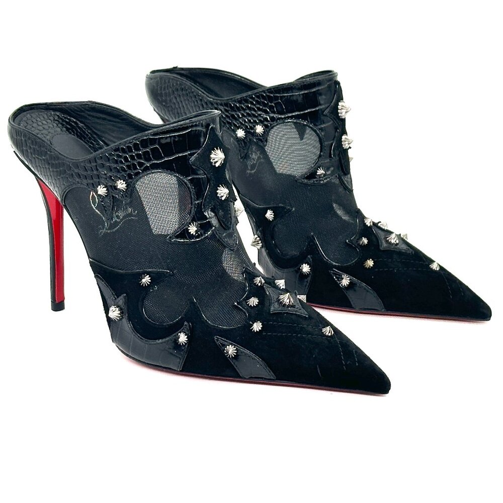 Christian Louboutin MULATIAG 100 Spiked Stud Mule Slide Heels Sandals Shoe - Picture 8 of 16